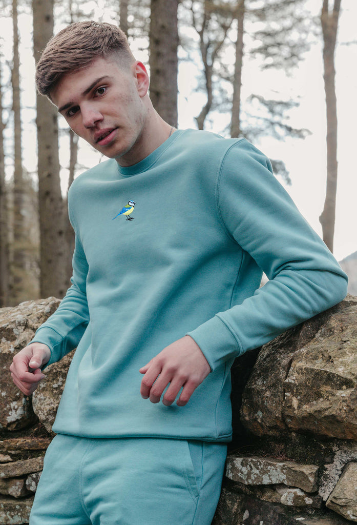 Blue Tit  Embroidered Organic Sustainable Sweatshirt Jumper Big Wild Thought