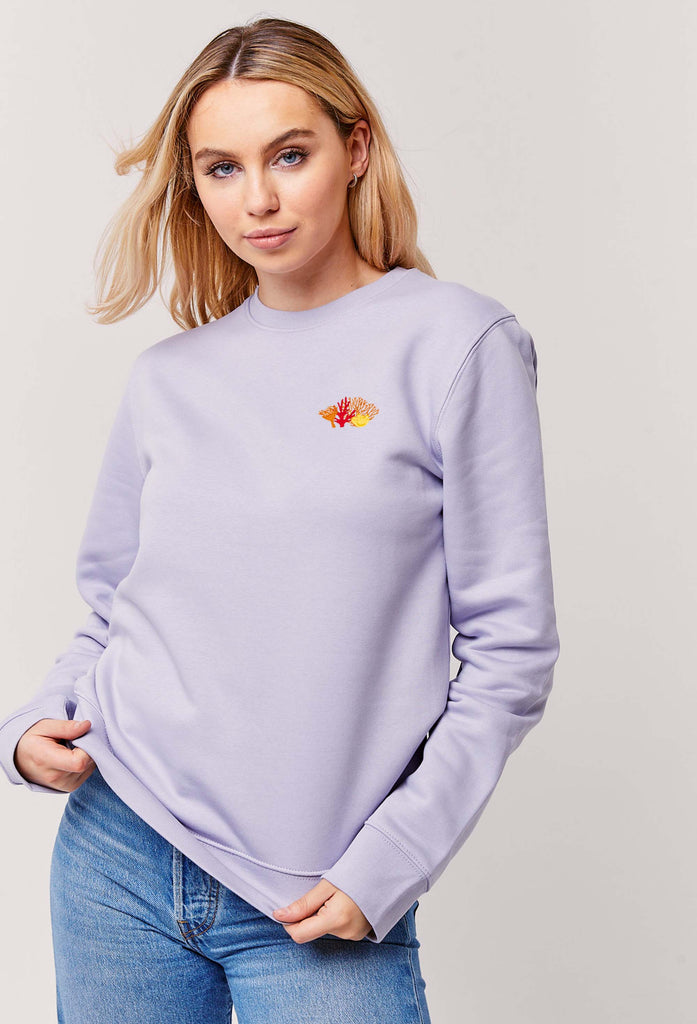 Coral Reef Embroidered Organic Sustainable Sweatshirt Jumper Big Wild Thought