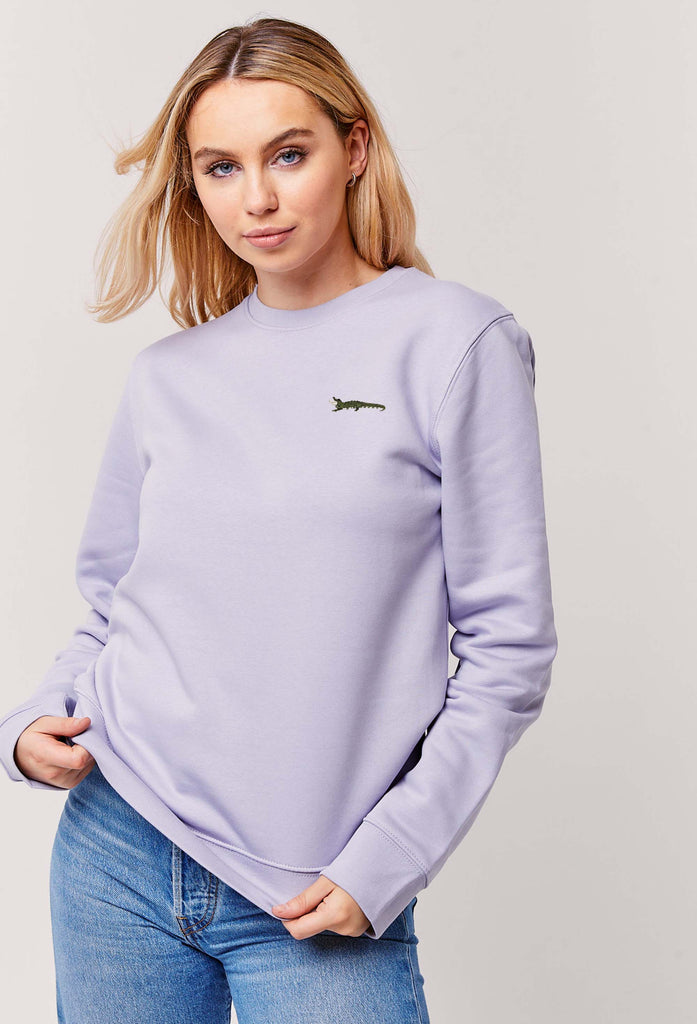 Crocodile Embroidered Organic Sustainable Sweatshirt Jumper Big Wild Thought