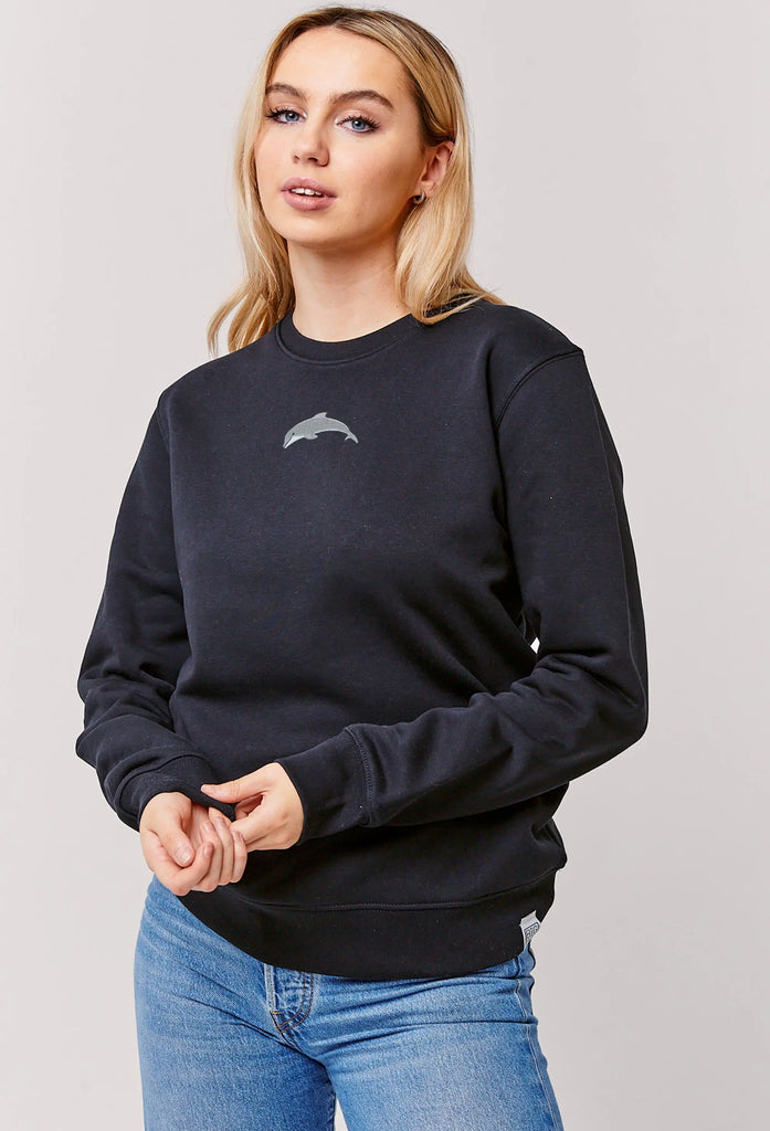 Dolphin Embroidered Organic Sustainable Sweatshirt Jumper Big Wild Thought