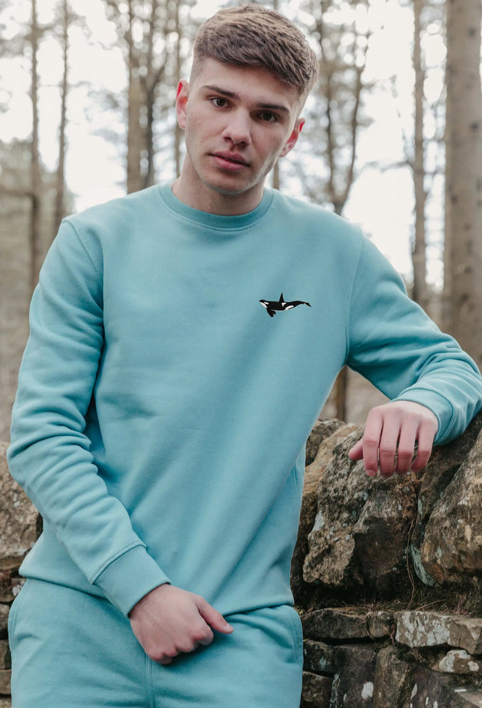 Orca Embroidered Unisex Organic Sustainable Sweatshirt Jumper Big Wild Thought