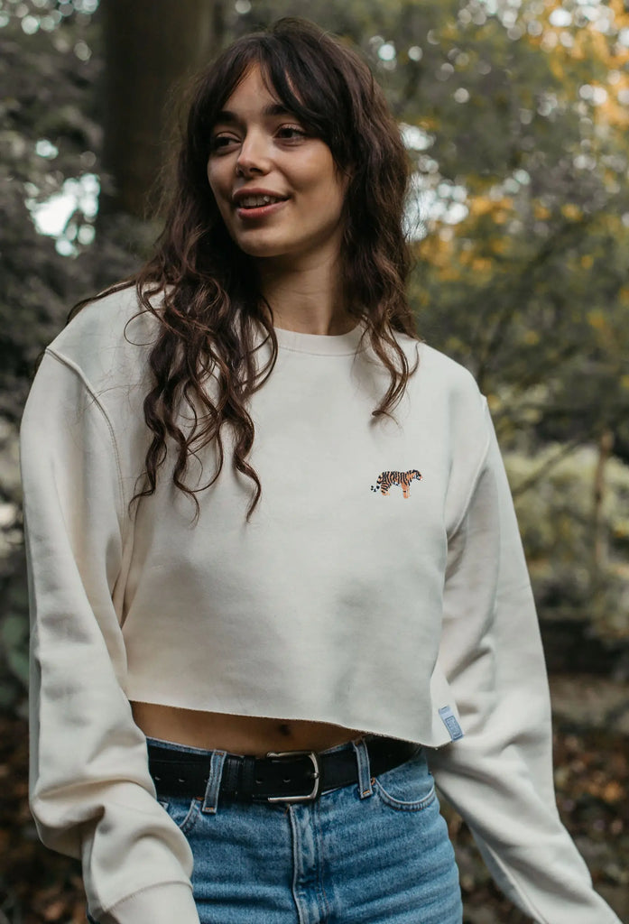 tiger womens cropped sweatshirt Big Wild Thought