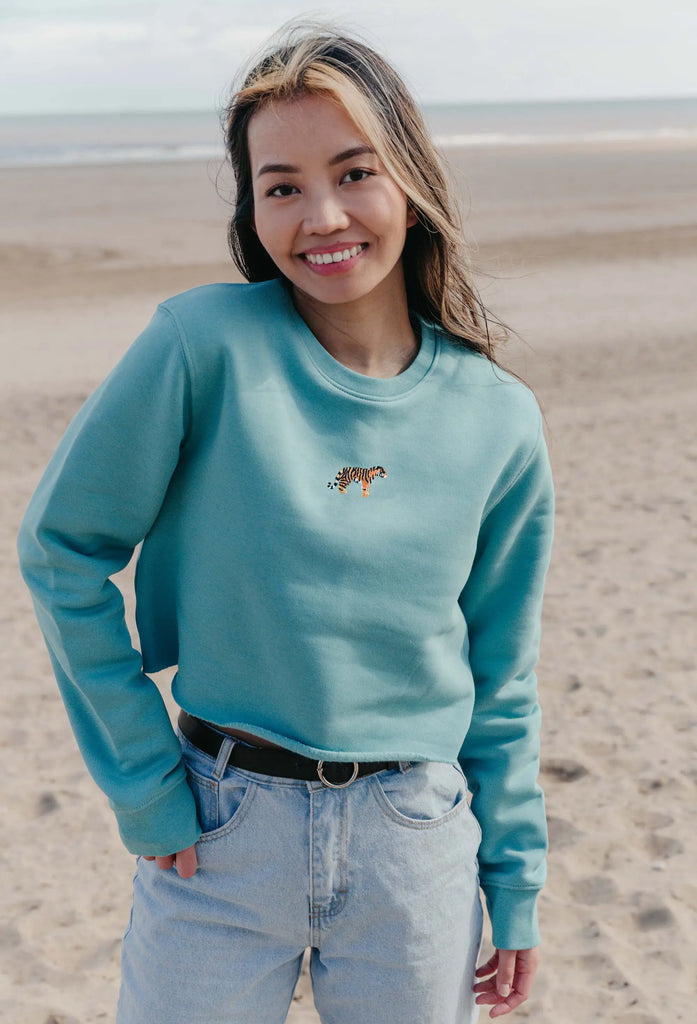 tiger womens cropped sweatshirt Big Wild Thought