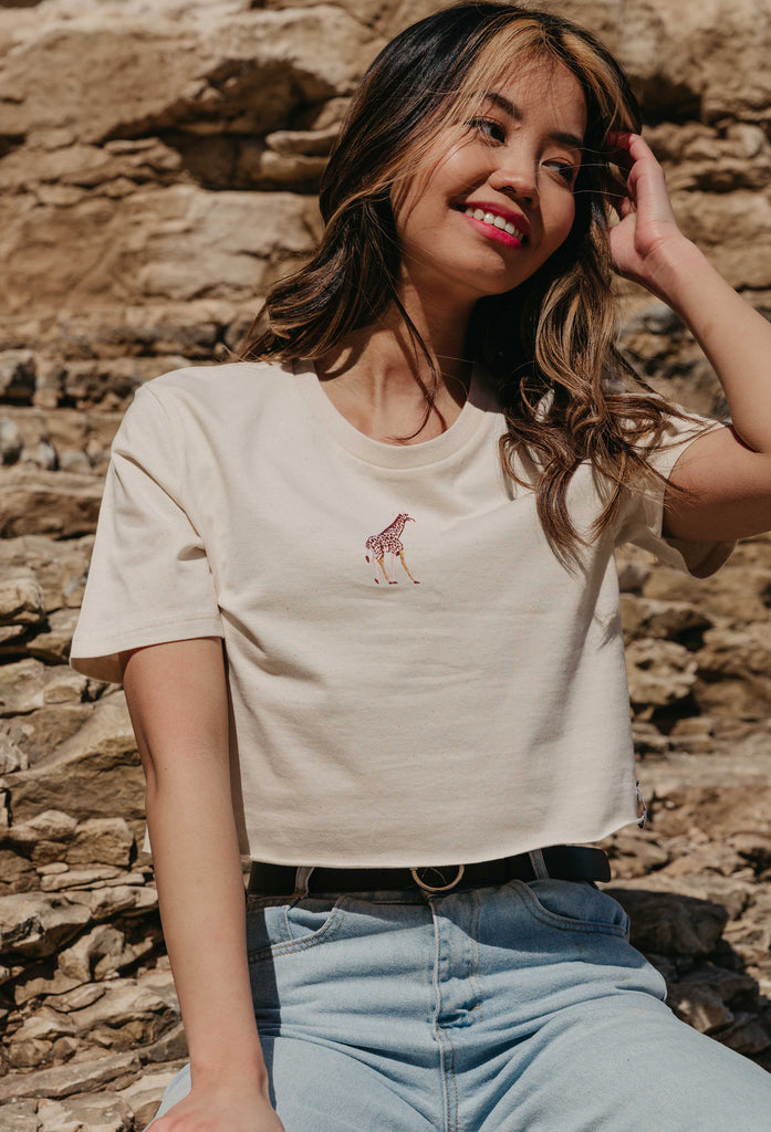 giraffe womens cropped t-shirt Big Wild Thought