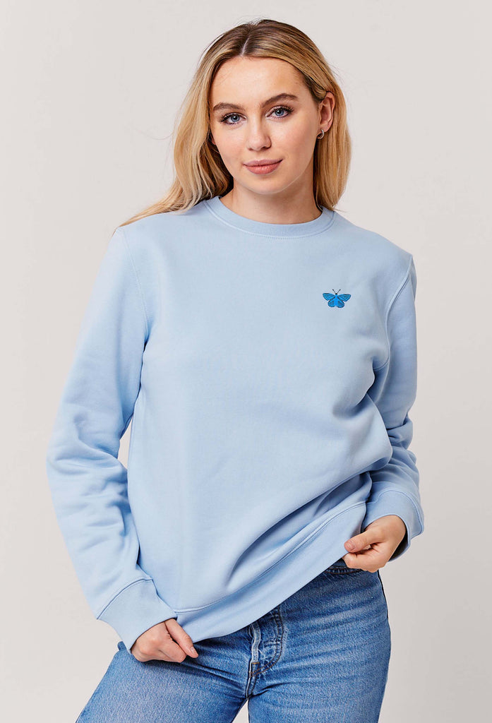 Butterfly Embroidered Organic Sustainable Sweatshirt Jumper Big Wild Thought