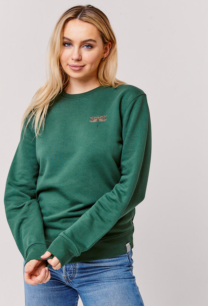 Dragonfly Embroidered Organic Sustainable Sweatshirt Jumper Big Wild Thought