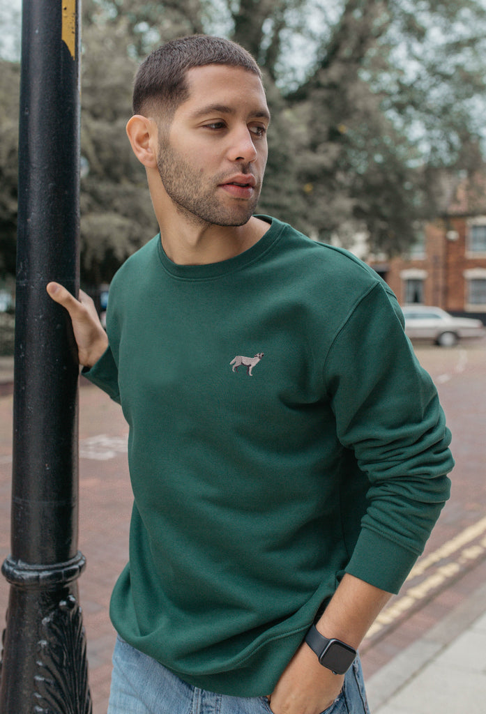 Grey Wolf Unisex Embroidered Organic Sustainable Sweatshirt Jumper Big Wild Thought