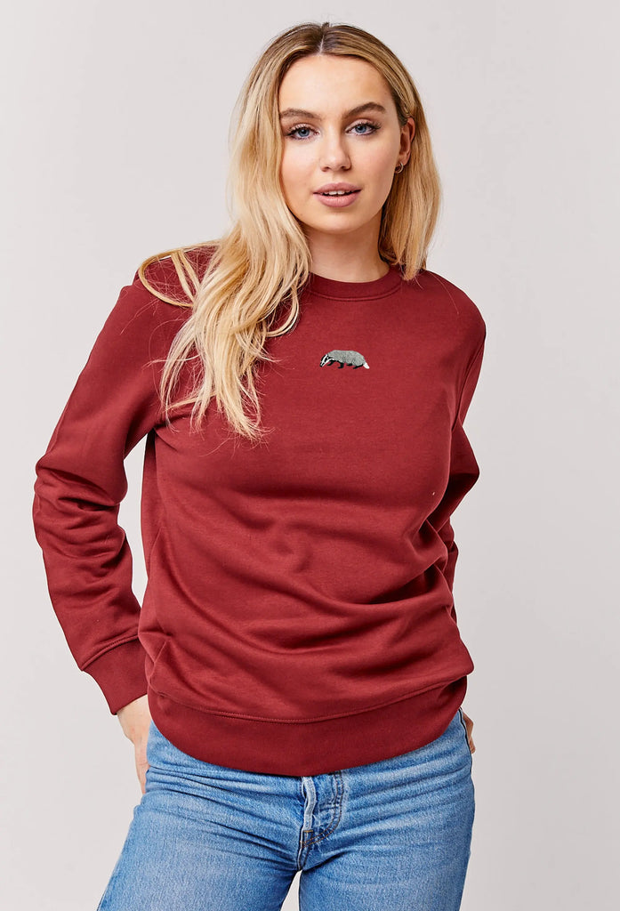 Badger Embroidered Organic Sustainable Sweatshirt Jumper Big Wild Thought