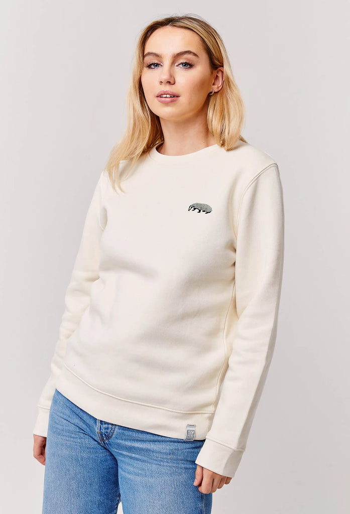 Badger Embroidered Organic Sustainable Sweatshirt Jumper Big Wild Thought