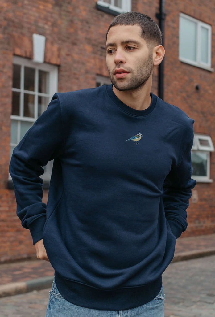 Blue Tit  Embroidered Organic Sustainable Sweatshirt Jumper Big Wild Thought