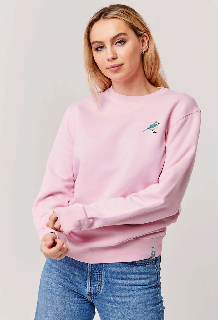 Blue Tit Embroidered Organic Sustainable Sweatshirt Jumper Big Wild Thought