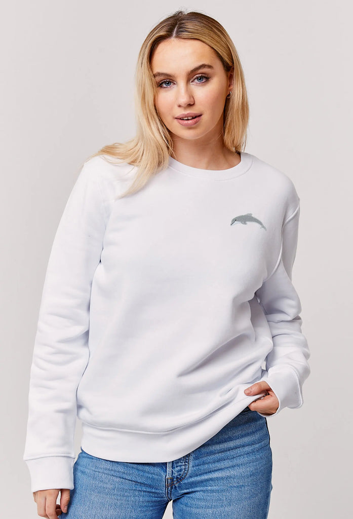 Dolphin Embroidered Organic Sustainable Sweatshirt Jumper Big Wild Thought