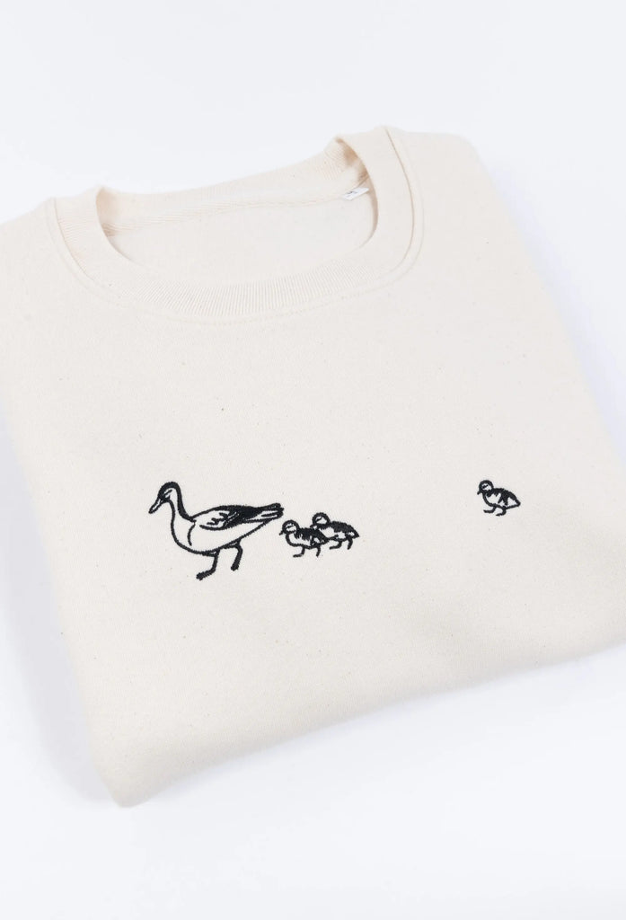 Family of Ducks Embroidered Organic Sustainable Sweatshirt Jumper Big Wild Thought