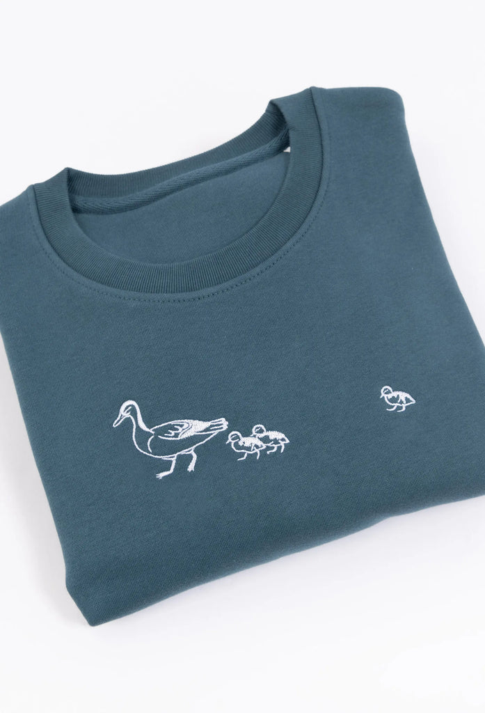 Family of Ducks Embroidered Organic Sustainable Sweatshirt Jumper Big Wild Thought