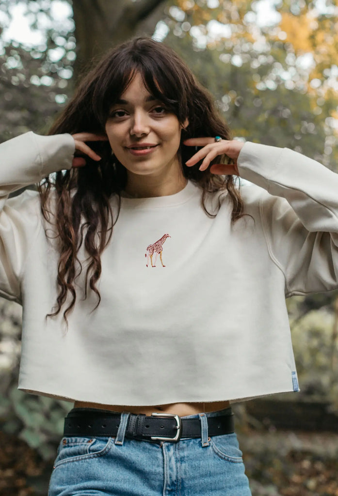 giraffe womens cropped sweatshirt Big Wild Thought