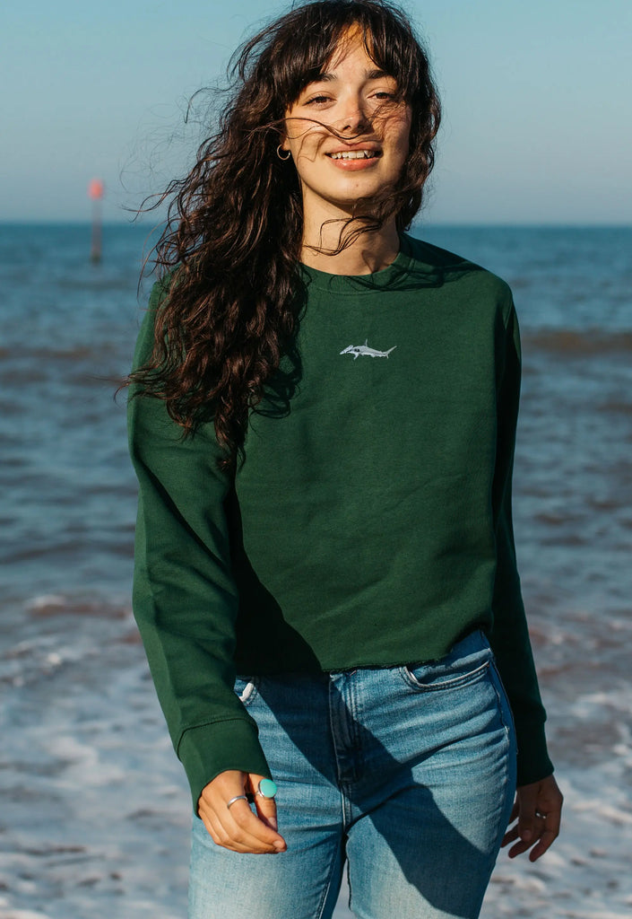 hammerhead shark womens cropped sweatshirt Big Wild Thought