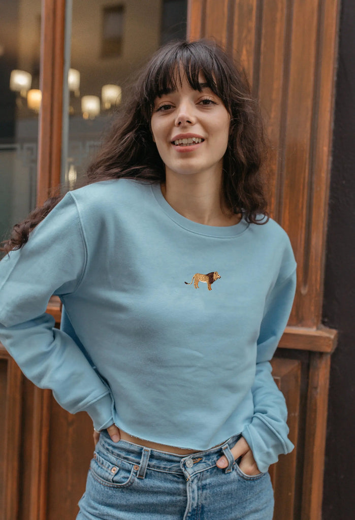 lion womens cropped sweatshirt Big Wild Thought