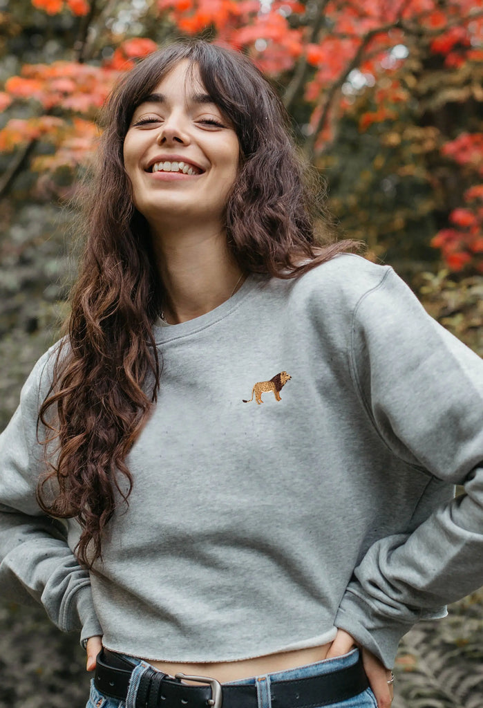 lion womens cropped sweatshirt Big Wild Thought