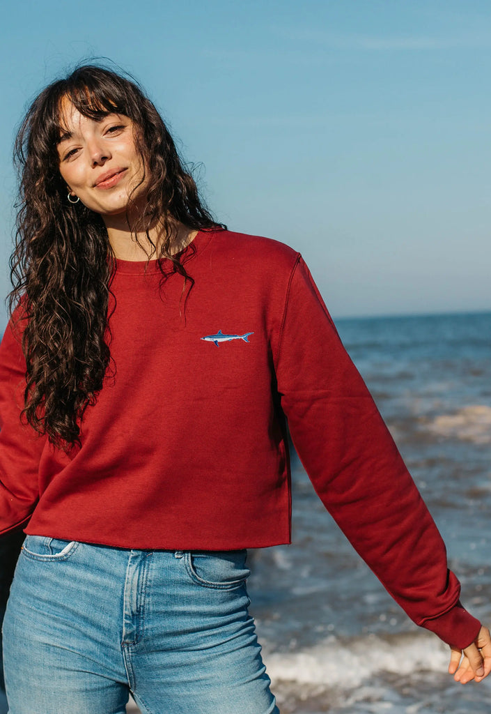 mako shark womens cropped sweatshirt Big Wild Thought