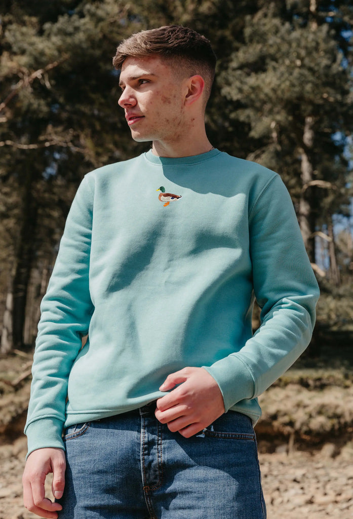 Mallard Duck Unisex Embroidered Organic Sustainable Sweatshirt Jumper Big Wild Thought