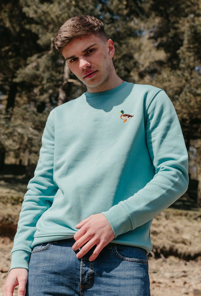 Mallard Duck Unisex Embroidered Organic Sustainable Sweatshirt Jumper Big Wild Thought