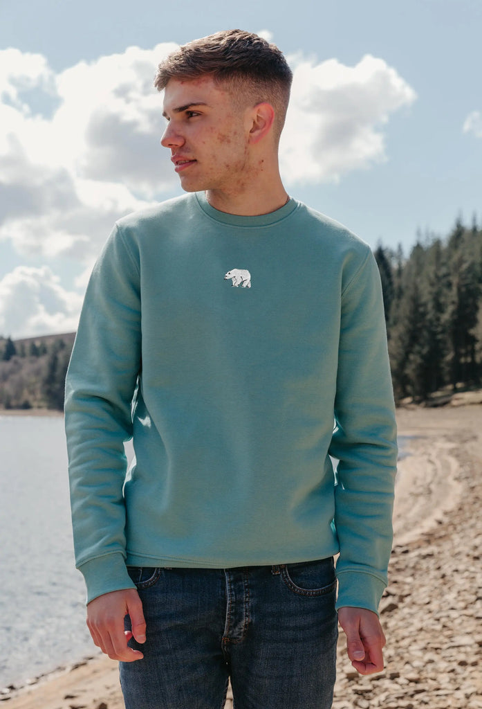 Polar Bear Unisex Embroidered Organic Sustainable Sweatshirt Jumper Big Wild Thought