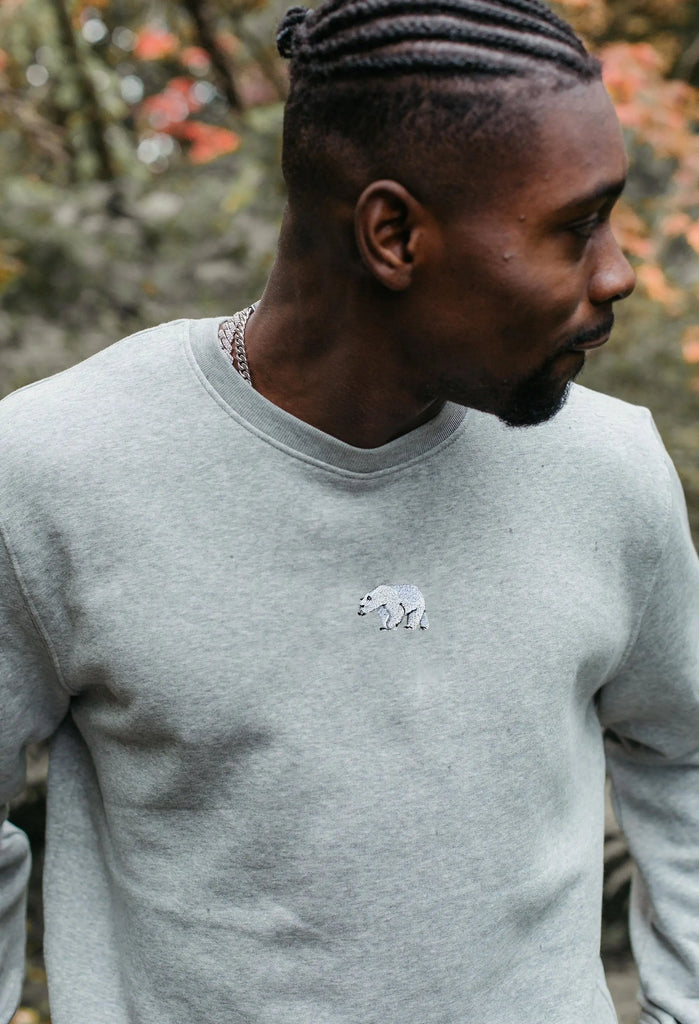 Polar Bear Unisex Embroidered Organic Sustainable Sweatshirt Jumper Big Wild Thought