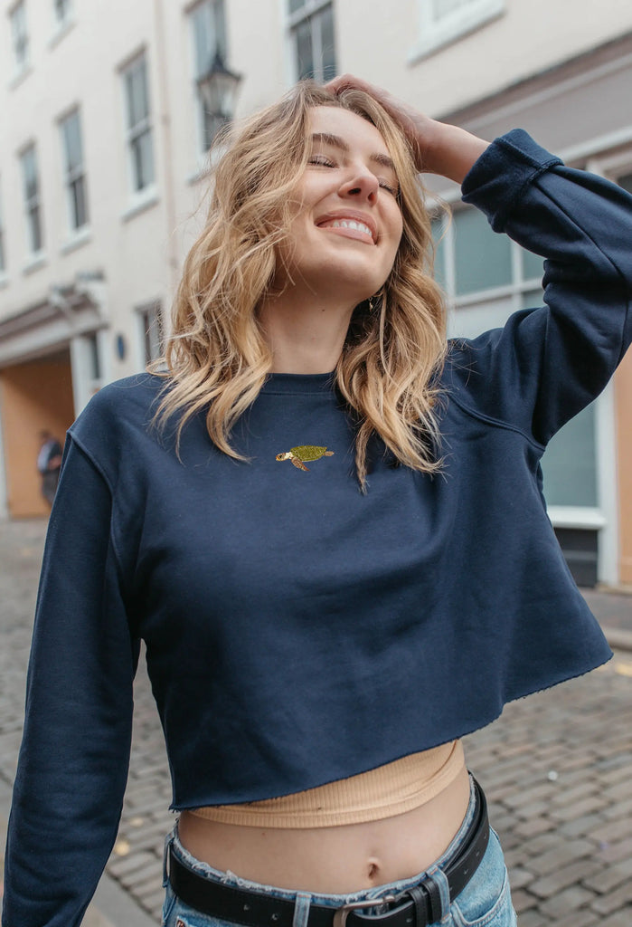 sea turtle womens cropped sweatshirt Big Wild Thought