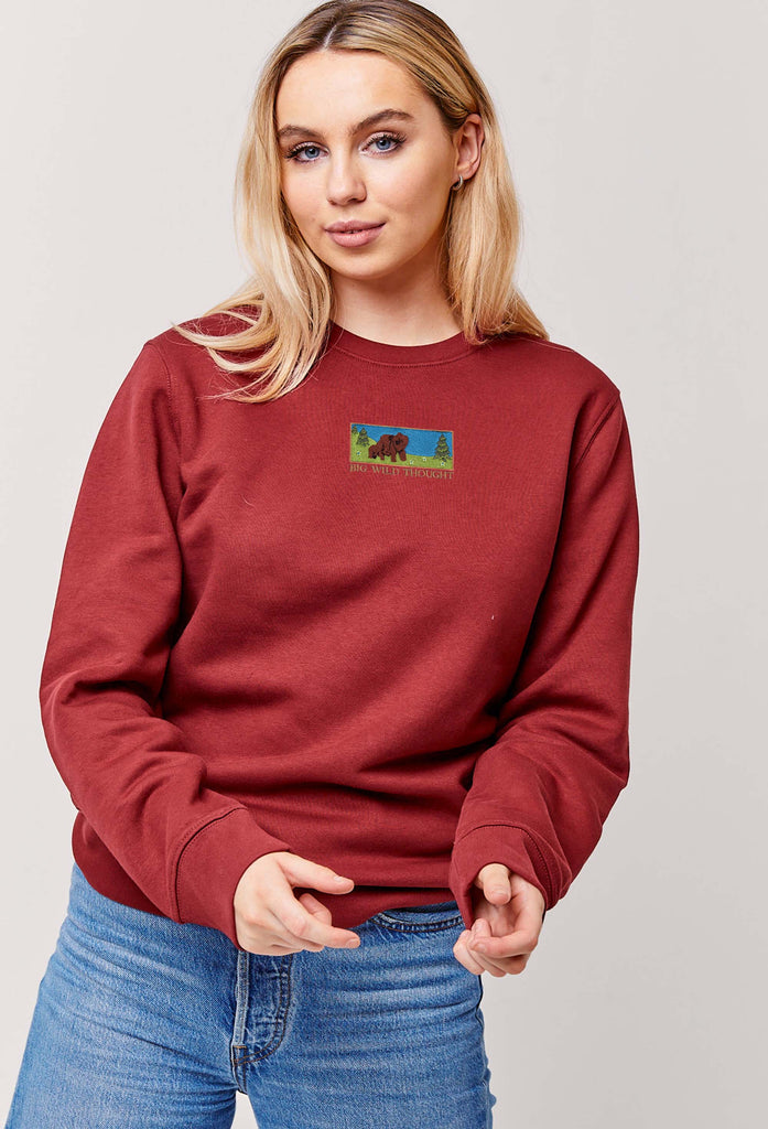 Bear Landscape Embroidered Organic Sustainable Sweatshirt Jumper Big Wild Thought