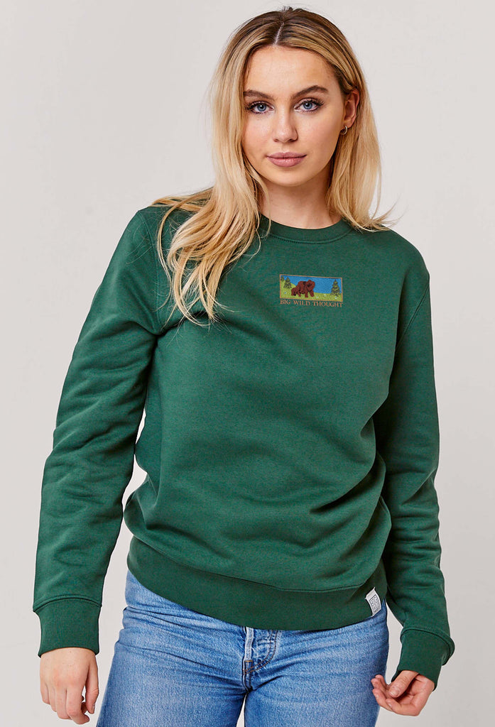 Bear Landscape Embroidered Organic Sustainable Sweatshirt Jumper Big Wild Thought