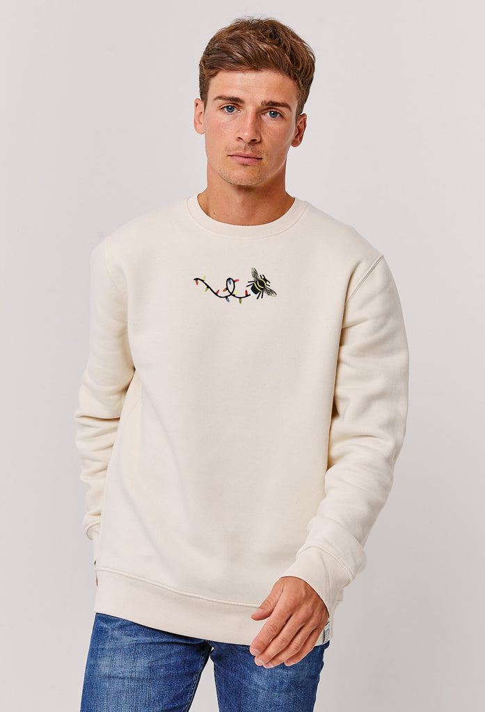 Christmas Festive Bumblebee Embroidered Organic Sustainable Sweatshirt Jumper Big Wild Thought