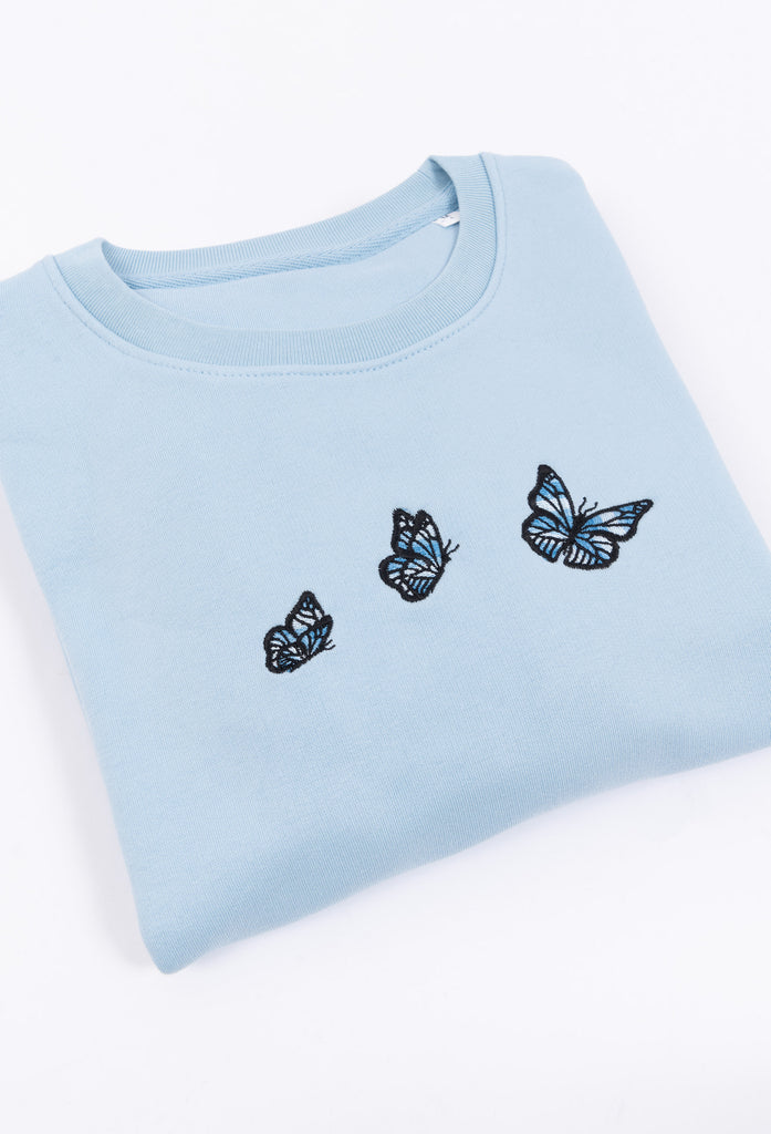 Family of Butterflies Embroidered Organic Sustainable Sweatshirt Jumper Big Wild Thought