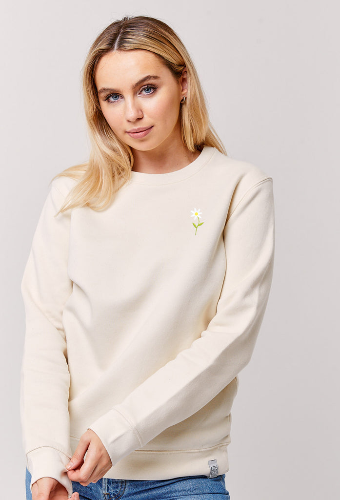 Daisy Embroidered Organic Sustainable Sweatshirt Jumper Big Wild Thought