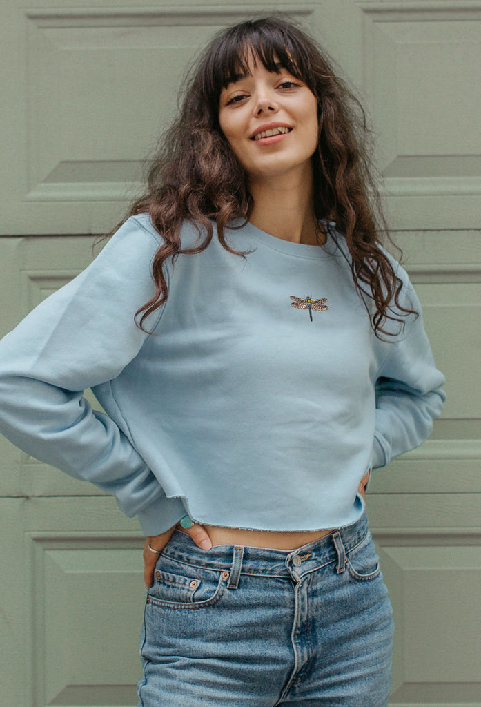 dragonfly womens cropped sweatshirt Big Wild Thought