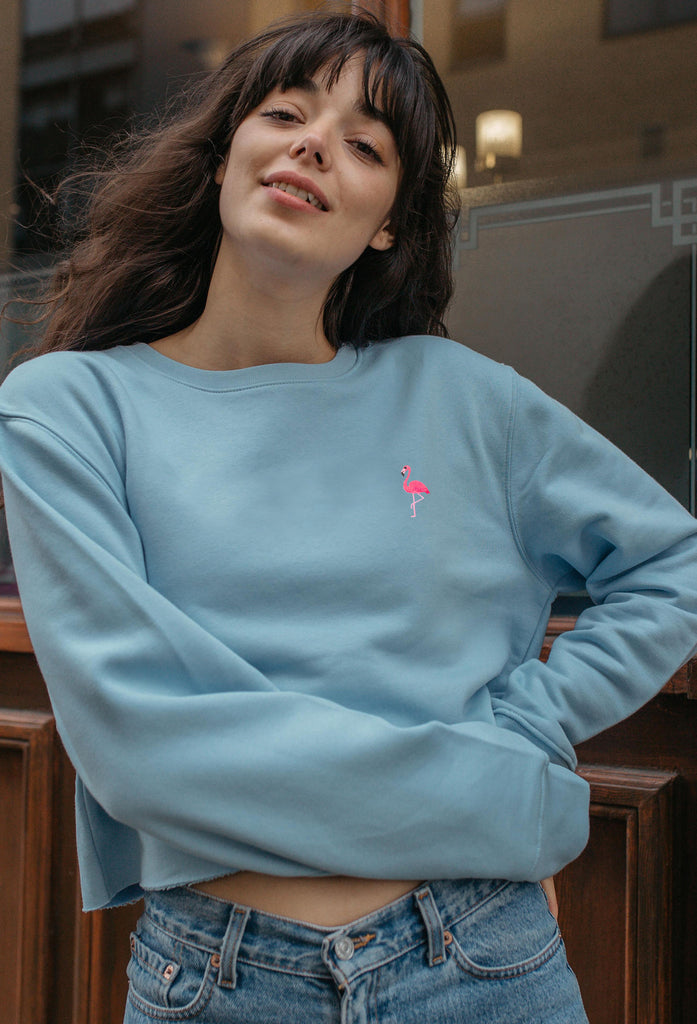 flamingo womens cropped sweatshirt Big Wild Thought
