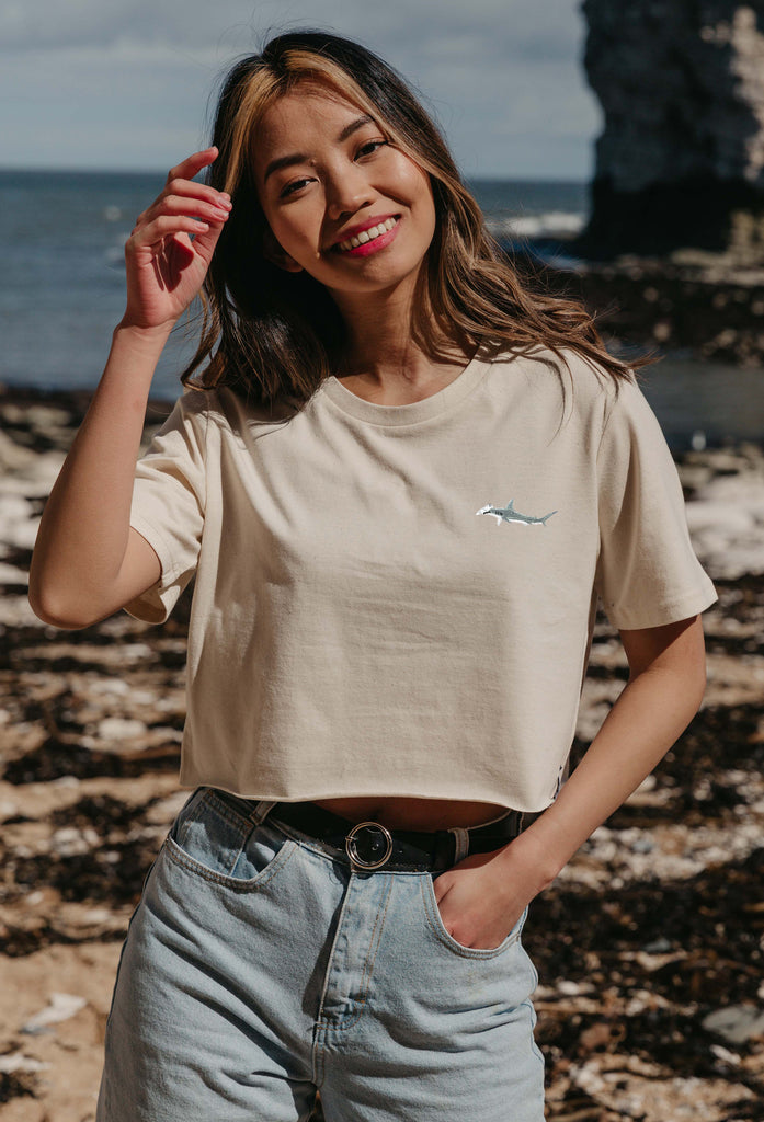 hammerhead shark womens cropped t-shirt Big Wild Thought
