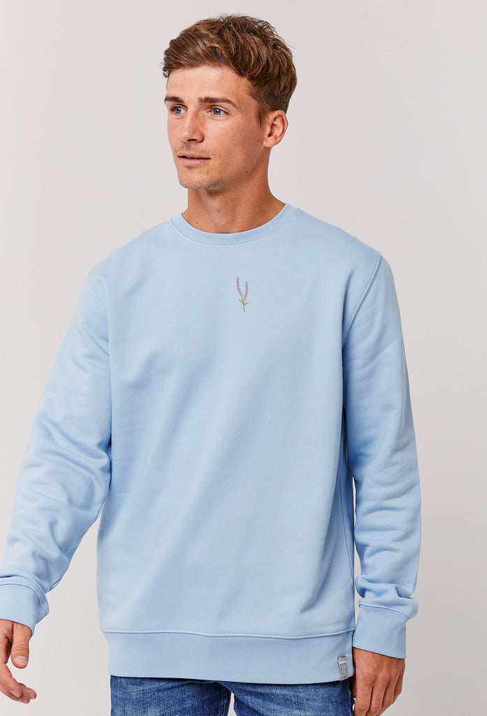 Lavender Flower Unisex Embroidered Organic Sustainable Sweatshirt Jumper Big Wild Thought