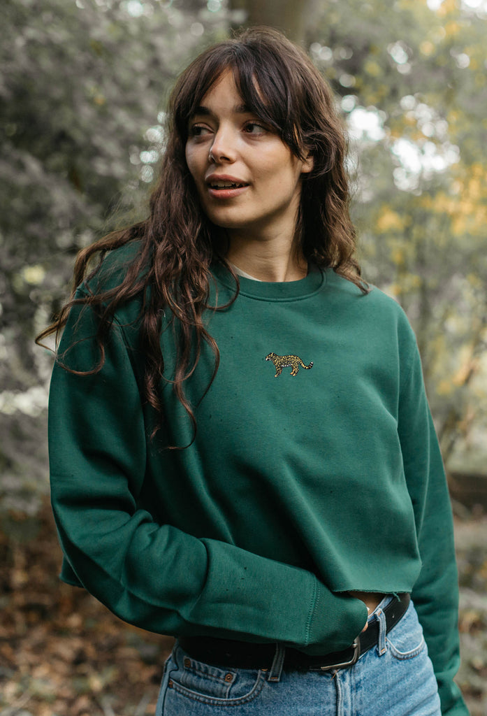 leopard womens cropped sweatshirt Big Wild Thought