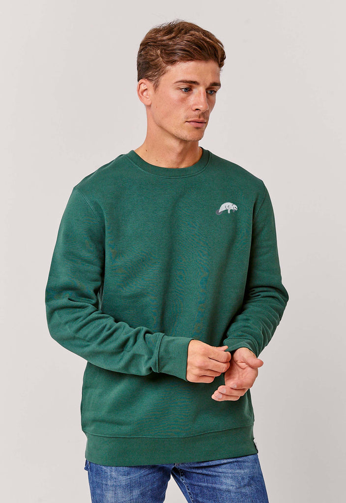 Manatee Unisex Embroidered Organic Sustainable Sweatshirt Jumper Big Wild Thought