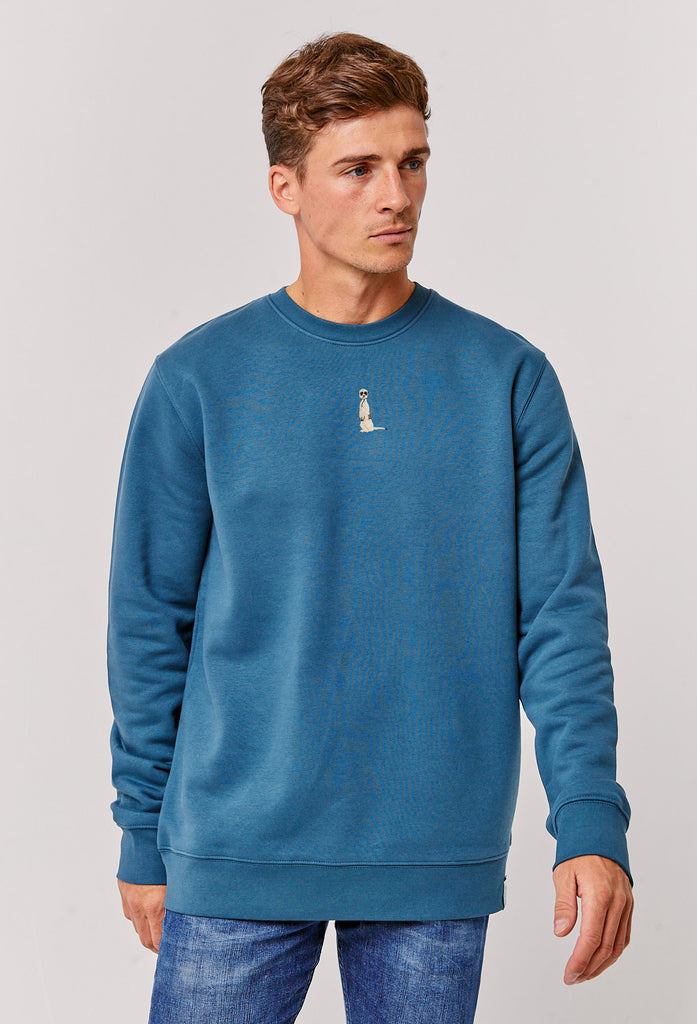 Meerkat Unisex Embroidered Organic Sustainable Sweatshirt Jumper Big Wild Thought