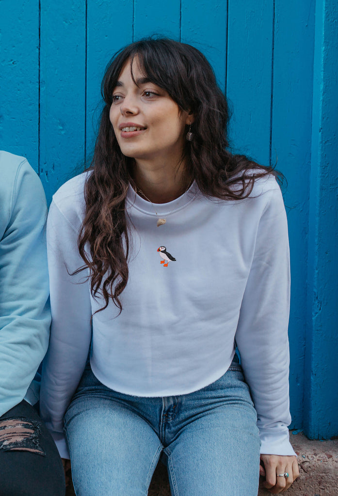 puffin womens cropped sweatshirt Big Wild Thought