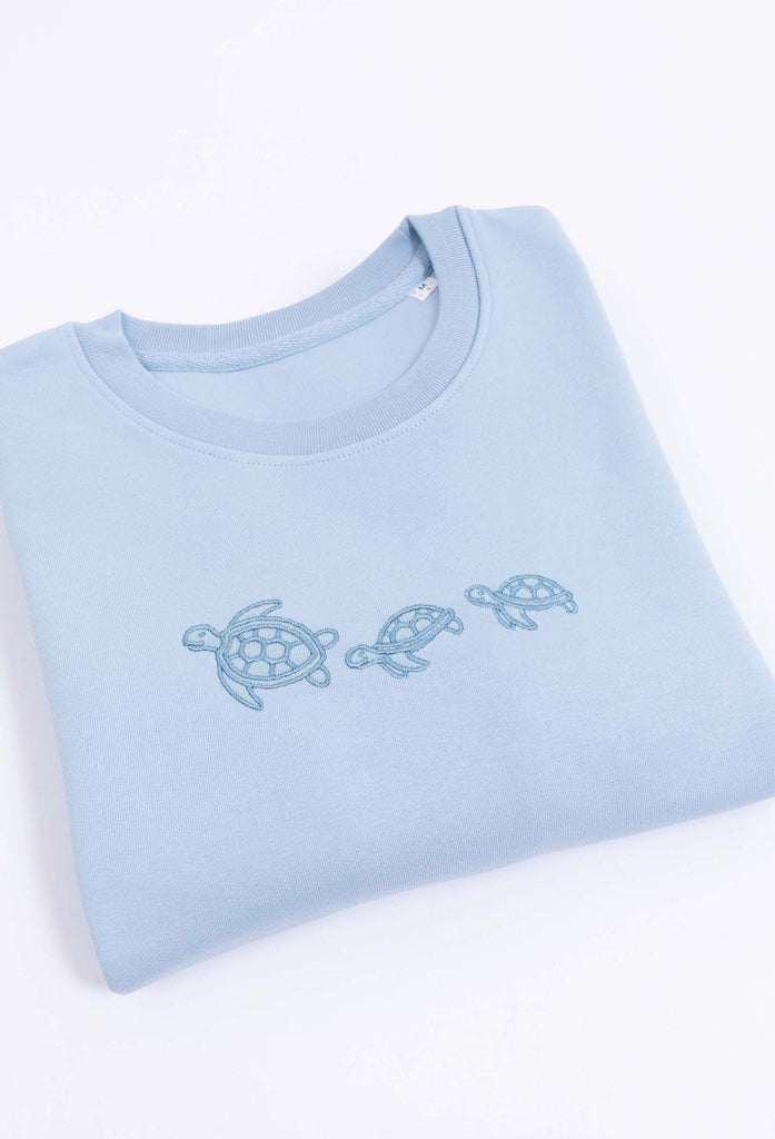 Family of Sea Turtles Unisex Embroidered Organic Sustainable Sweatshirt Jumper Big Wild Thought