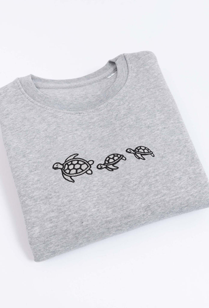 Family of Sea Turtles Unisex Embroidered Organic Sustainable Sweatshirt Jumper Big Wild Thought