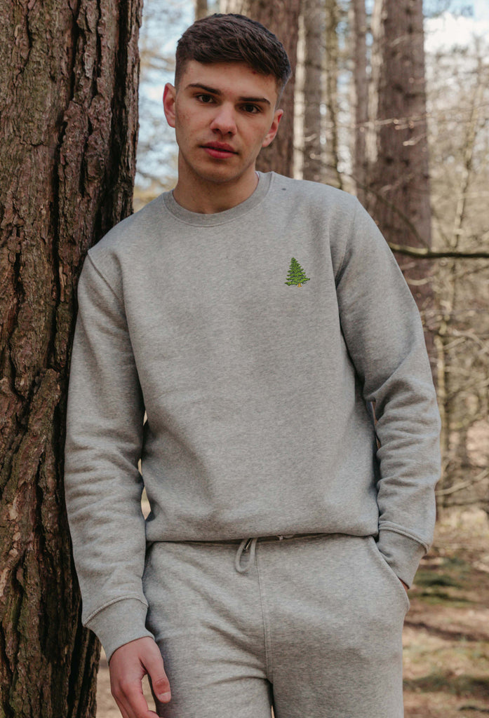 Pine Tree Unisex Embroidered Organic Sustainable Sweatshirt Jumper Big Wild Thought