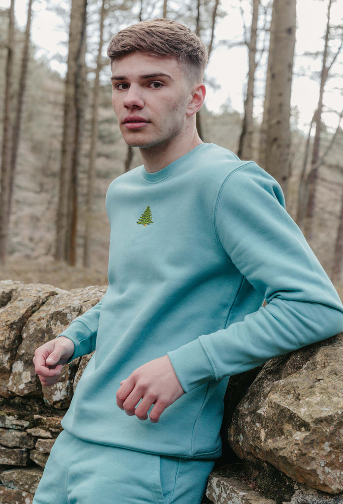 Pine Tree Unisex Embroidered Organic Sustainable Sweatshirt Jumper Big Wild Thought