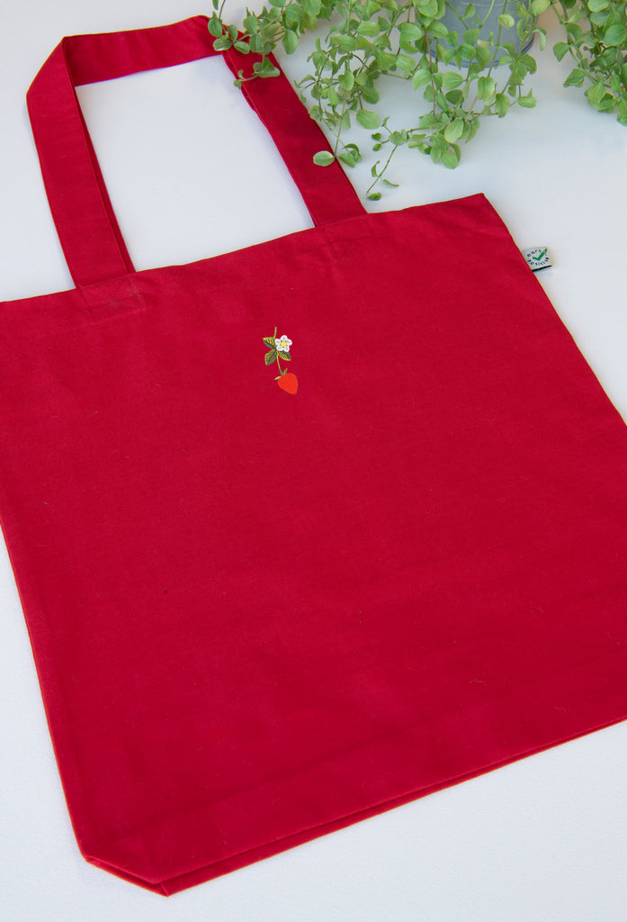 wild strawberry flower tote bag Big Wild Thought