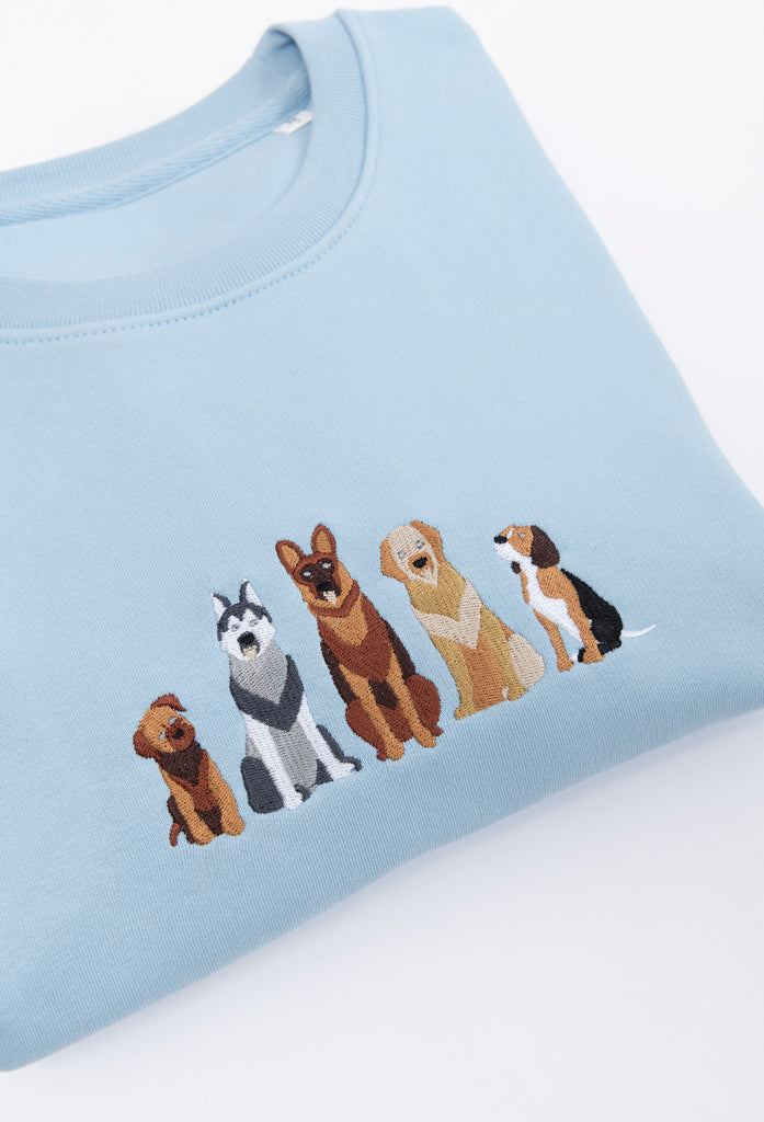 Dogs Embroidered Organic Sustainable Sweatshirt Jumper Big Wild Thought