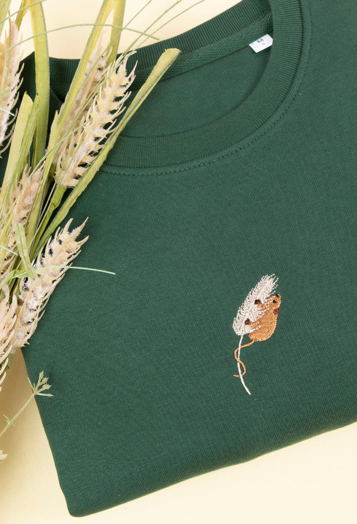 Harvest Mouse Unisex Embroidered Organic Sustainable Sweatshirt Jumper Big Wild Thought