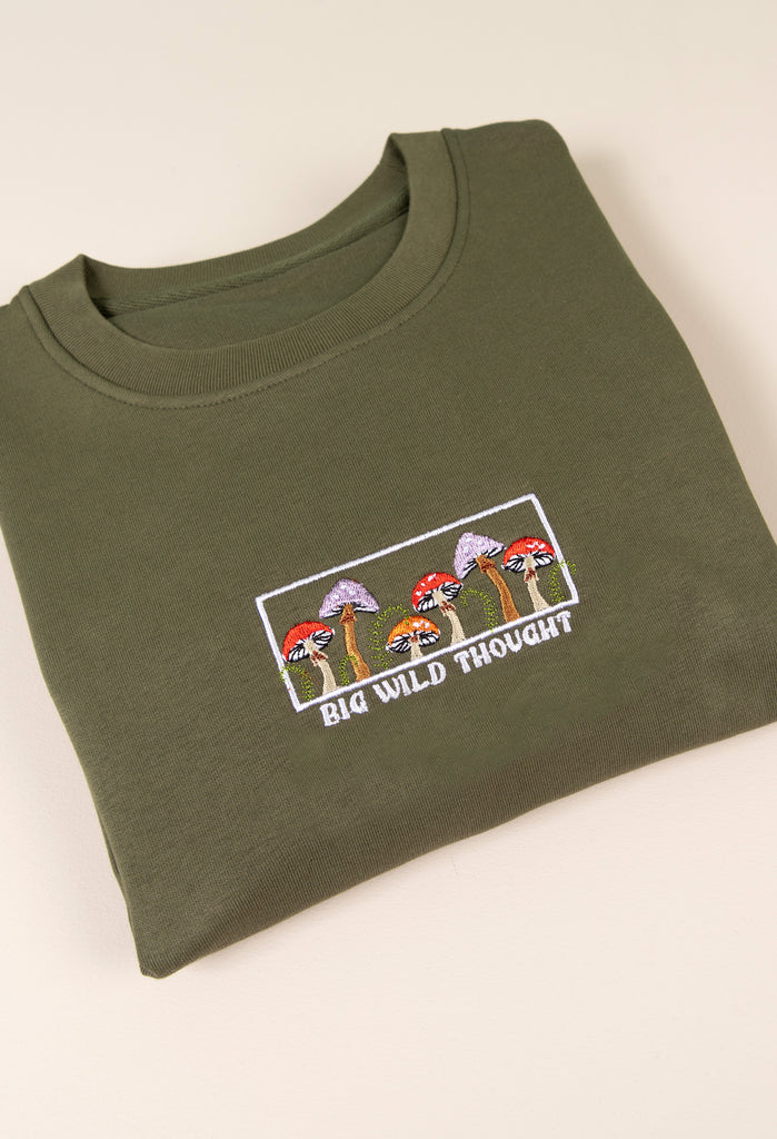 Mushrooms Embroidered Organic Sustainable Sweatshirt Jumper Big Wild Thought