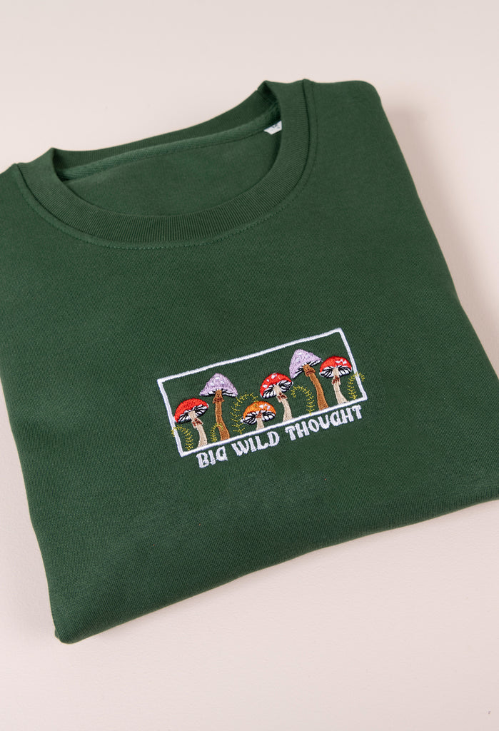 Mushrooms Embroidered Organic Sustainable Sweatshirt Jumper Big Wild Thought